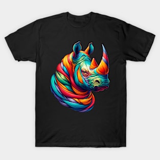 Exquisite rhino Canvas Art - Colorful Rhinoceros Illustration T-Shirt